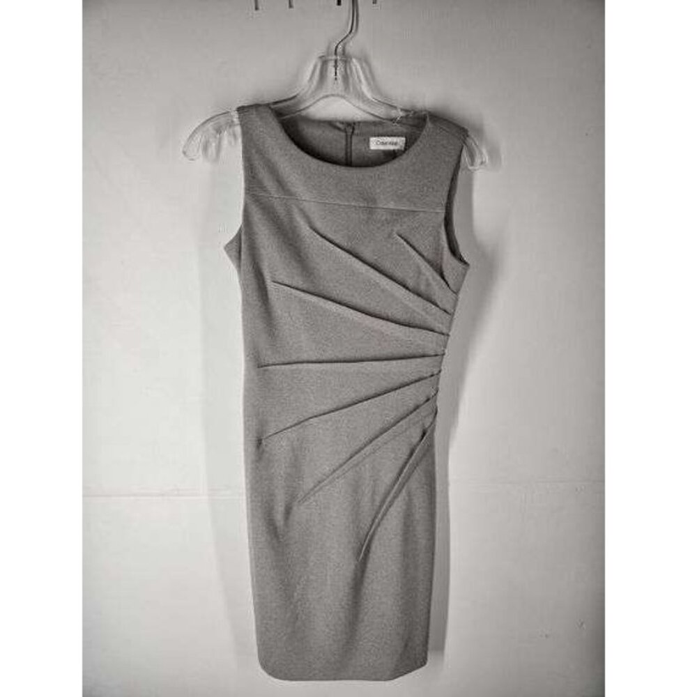 Versatile Medium Grey Calvin Klein Sleeveless Knee Length Dress Size 2